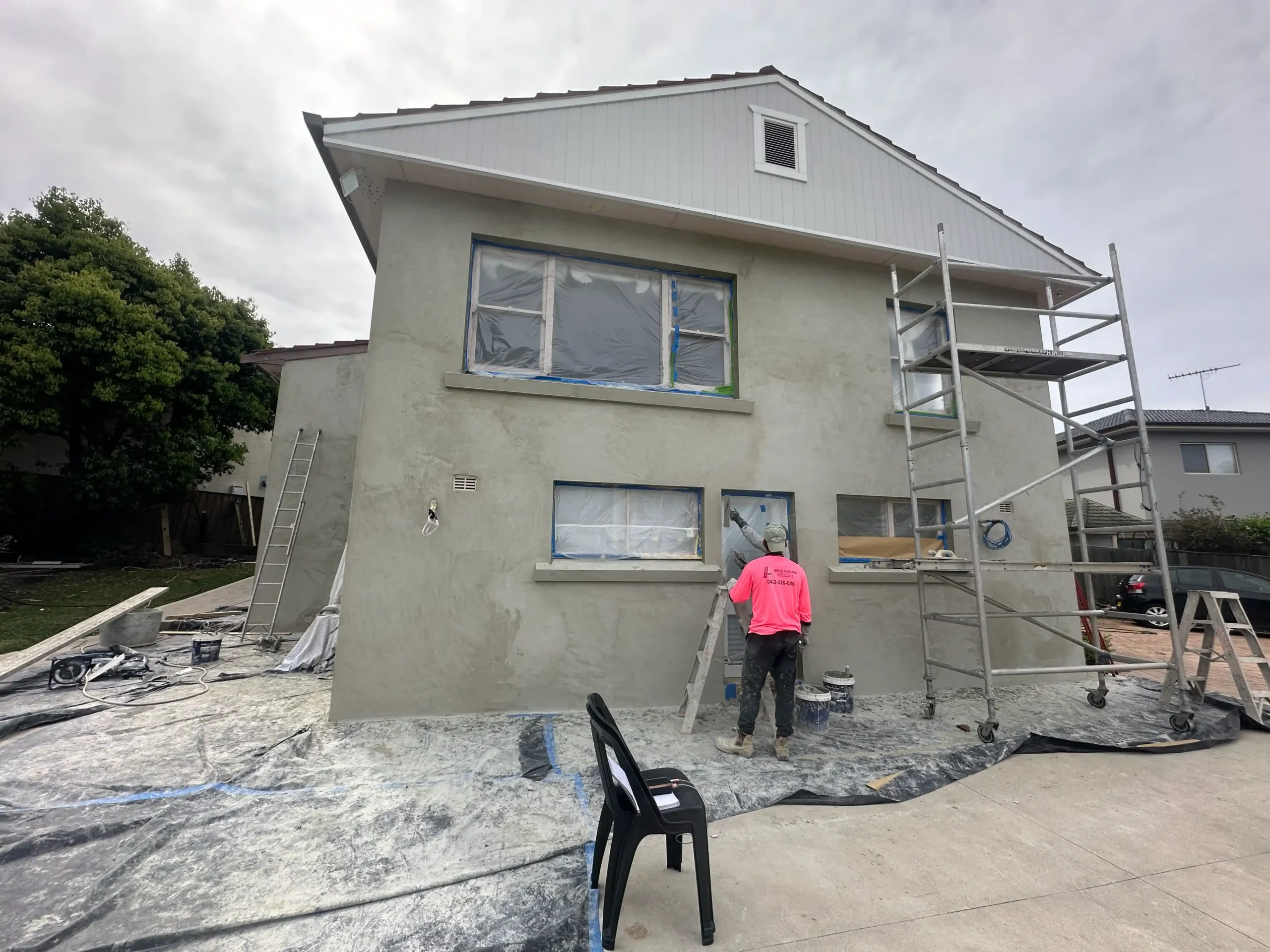 Home renovation rendering Sydney exterior wall project in progress
