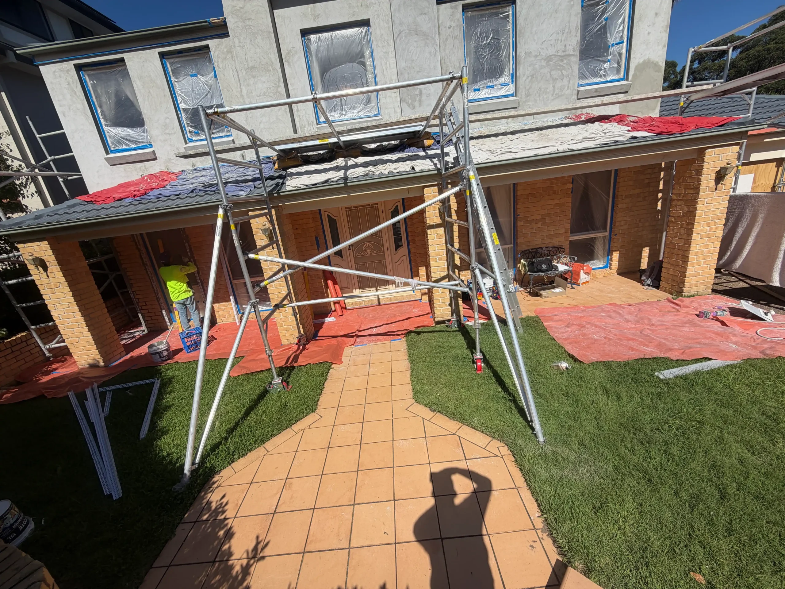 Scaffold rendering work Sydney residential exterior project