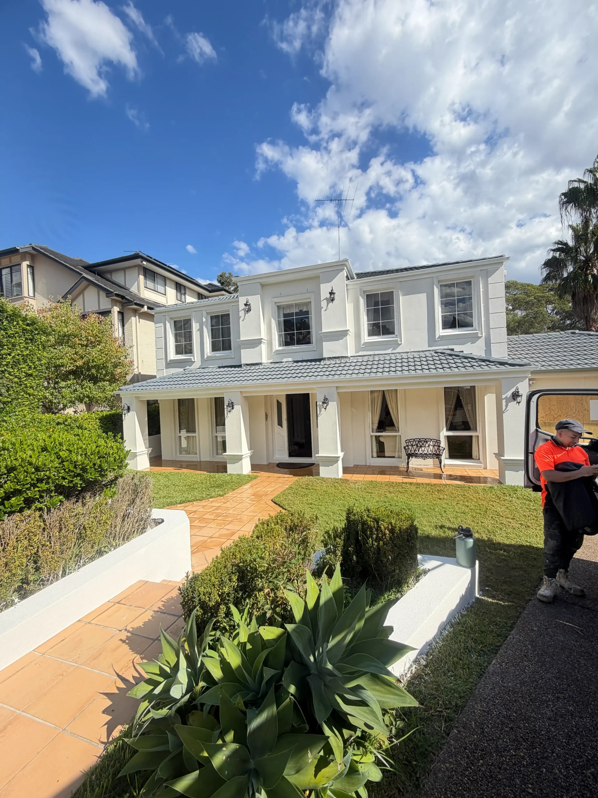 Rendered homes Sydney completed exterior finish with front garden